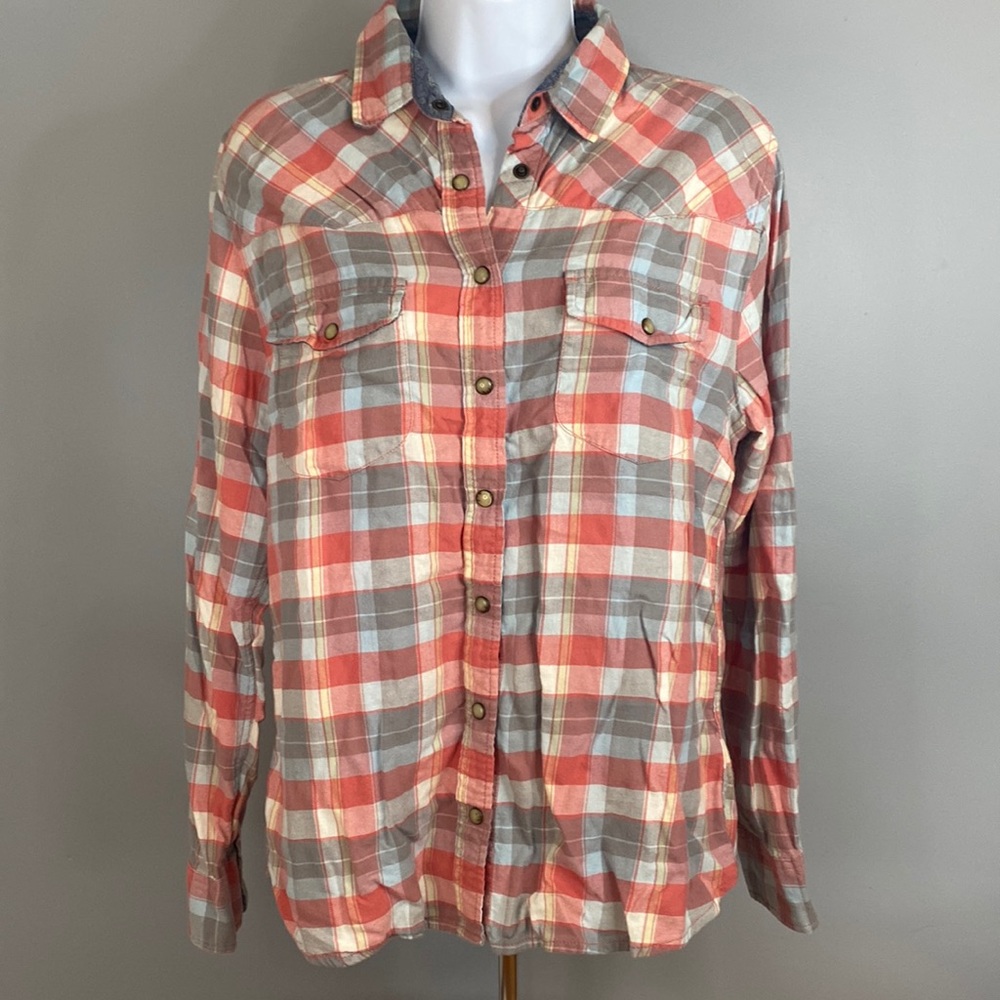 Jacks Girlfriend plaid long sleeve button down shirt S